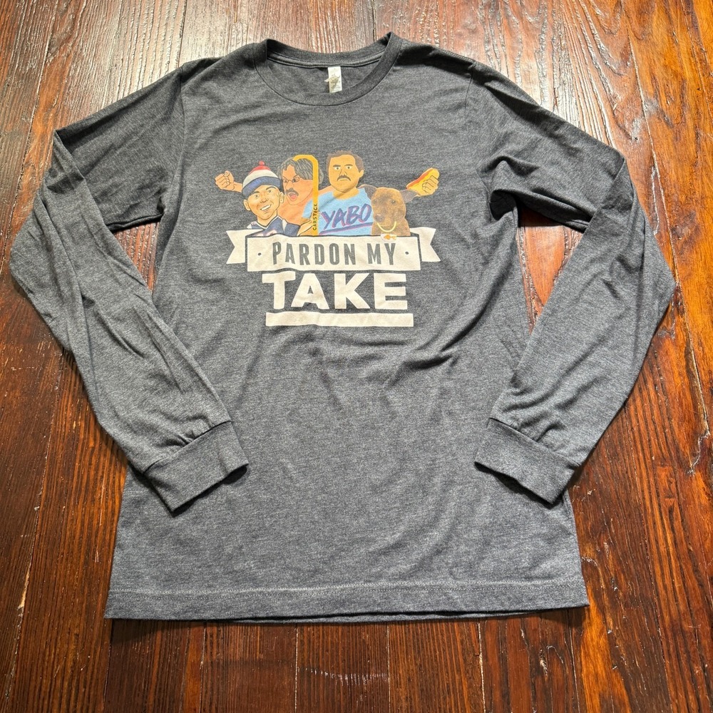 Pardon‎ My Take Shirt Mens Small Gray Barstool Sports Podcast Long Sleeve